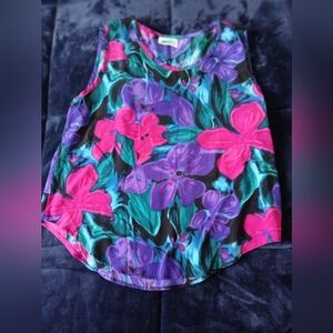 Susan Graver Floral Sleeveless 2 Pieces - Pink, Purple, Teal